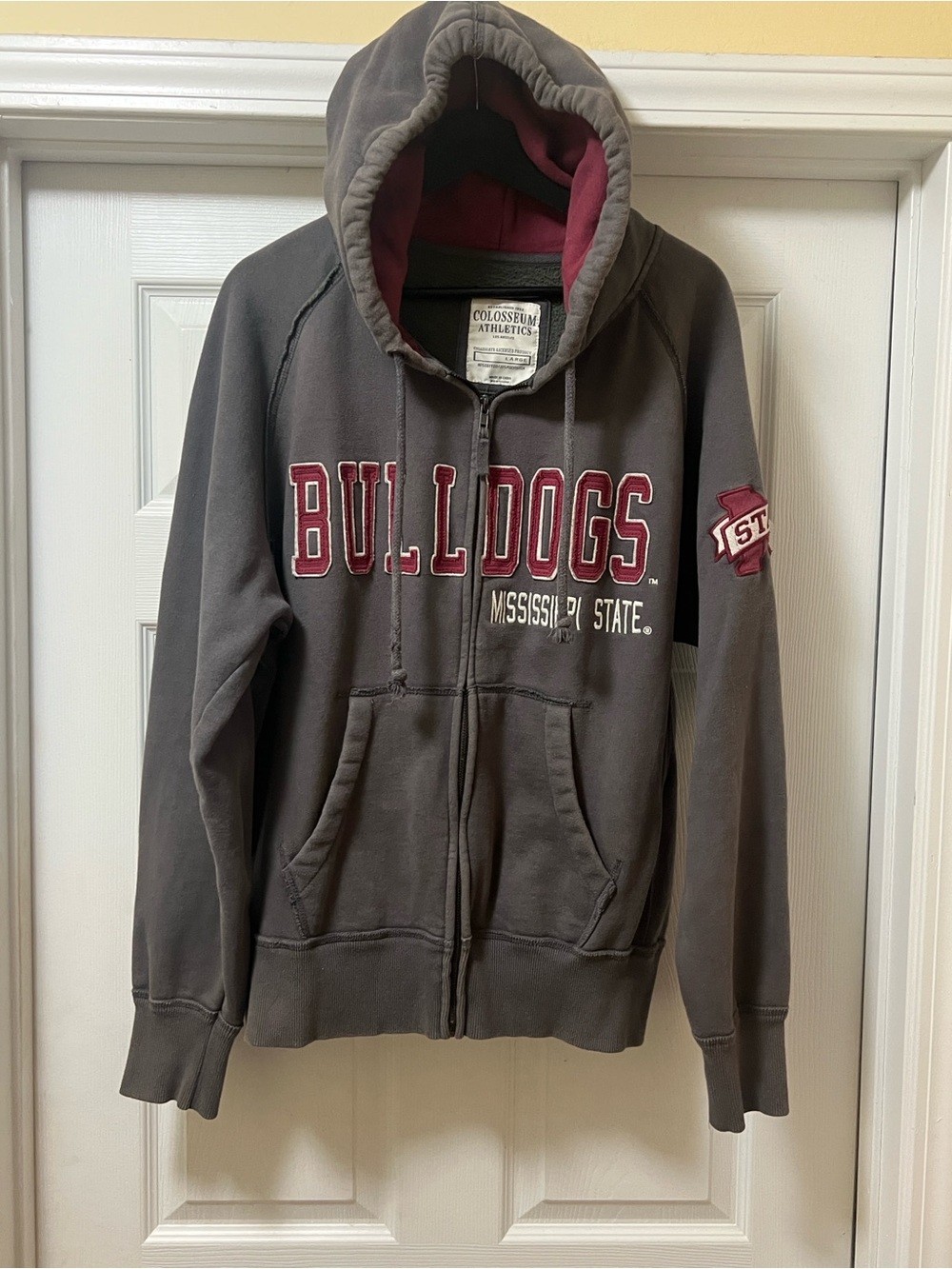 Mississippi State Bulldogs Gray & Maroon Zip-Up Hoodie Jacket